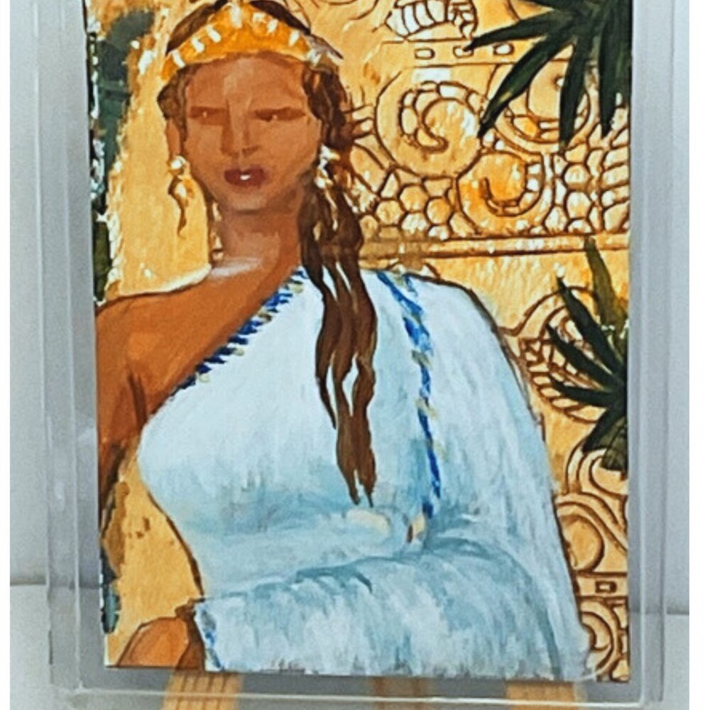 Queen Portrait Original ACEO Hand Painted Art Card 2.5" x 3.5" Acrylic